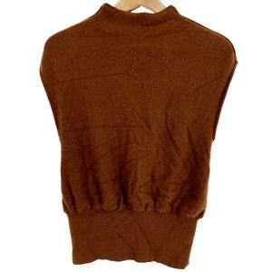 Anthropologie Pullover Sweater Sleeveless Mock Neck Cashmere Silk Brown Size S